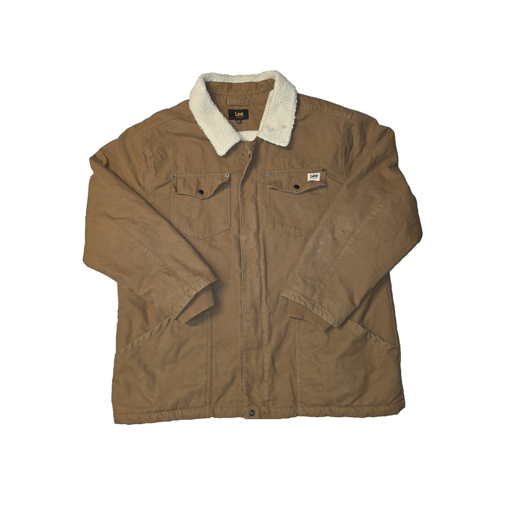 Lee Canvas Cotton Full Zip Brown Size 2XL Sherpa Collar Barn Coat